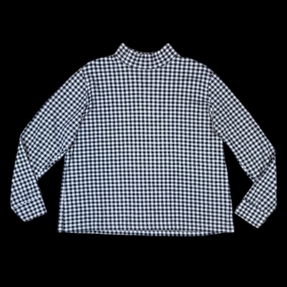 Lands' End Tops - Land's End White/Black Square Print Long Sleeve Top | Size L